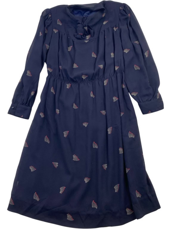 FIORELLA RUBINO DRESS RETRO NAVY WOMEN PRE OWNED L