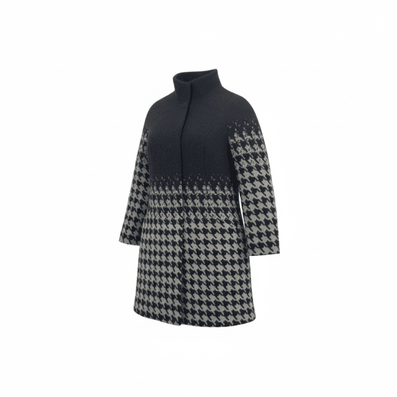 Fiorella Rubino Cappotto Vintage Pied-de-poule Logo Nero/Grigio Donna L