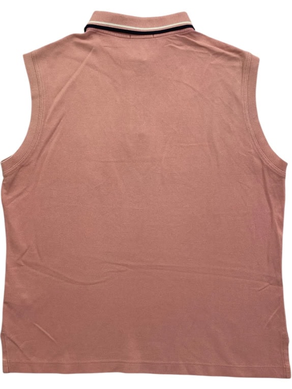 FRED PERRY SLEEVELESS POLO SHIRT VINTAGE EMBROIDERED LOGO DUSTY PINK WOMEN S/M