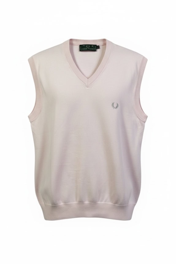 Fred Perry Knit Vest Classic Laurel Logo Ροζ Ανοιχτό Ανδρικό M