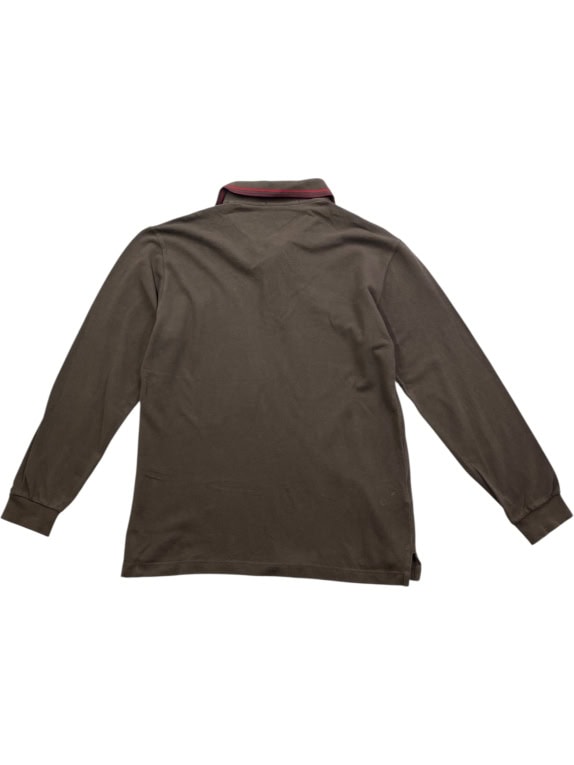 FRED PERRY Polo a maniche lunghe con logo marrone da uomo M