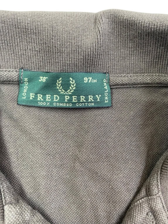 FRED PERRY Polo a maniche lunghe con logo marrone da uomo M