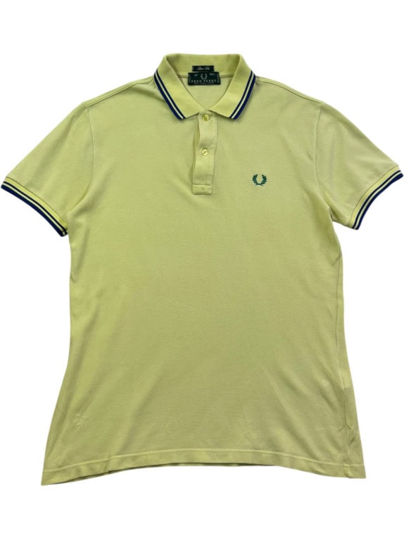 FRED PERRY POLO SHIRT MINIMAL YELLOW MENS PRE OWNED M