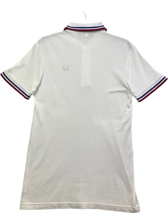 FRED PERRY POLO SHIRT RETRO WHITE MEN PRE OWNED S