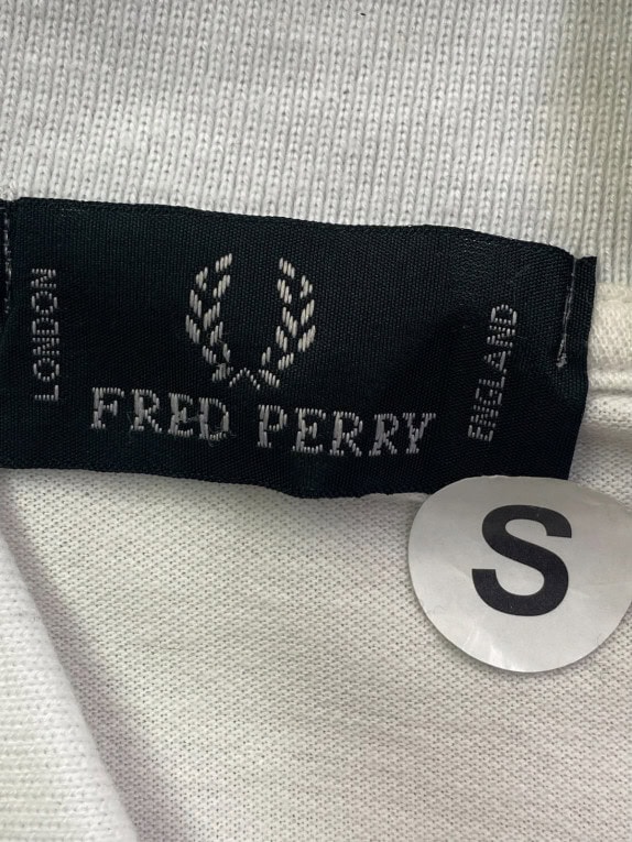 FRED PERRY POLO SHIRT RETRO WHITE MEN PRE OWNED S