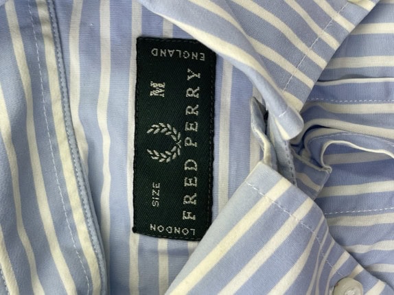 FRED PERRY CAMICIA RIGATA CLASSIC BLUE UOMO PRE OWNED M