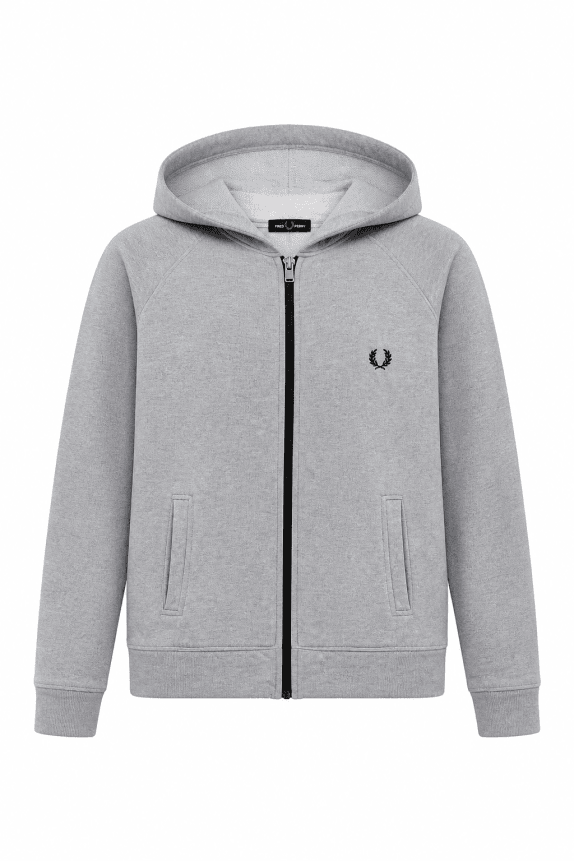 FRED PERRY FELPA CON ZIP MINIMAL GRIGIO UOMO PRE OWNED S