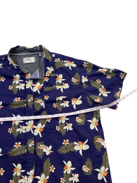 FREE PLANET CAMICIA FLOREALE NAVY UOMO PRE OWNED L