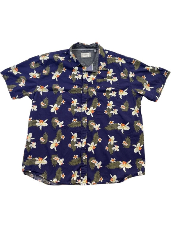 FREE PLANET CAMICIA FLOREALE NAVY UOMO PRE OWNED L