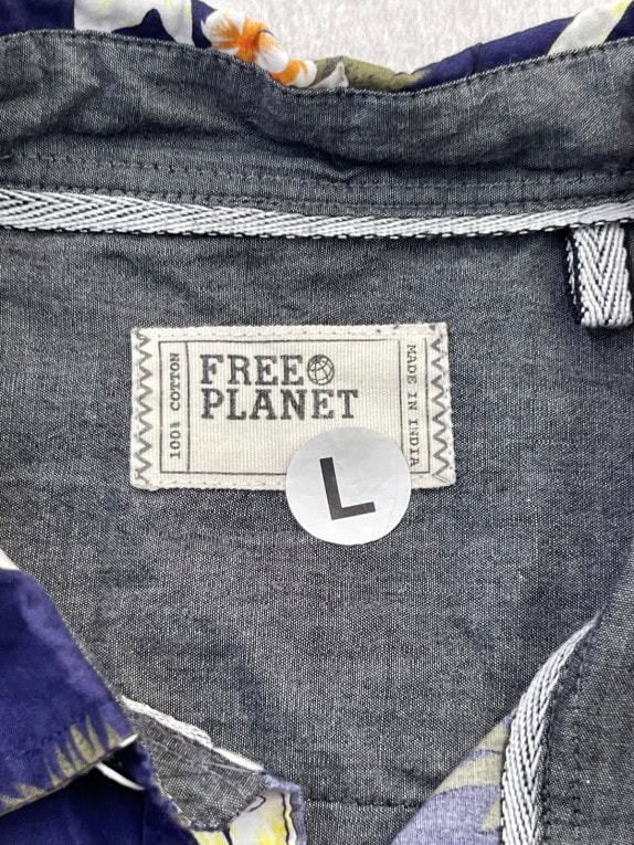FREE PLANET CAMICIA FLOREALE NAVY UOMO PRE OWNED L