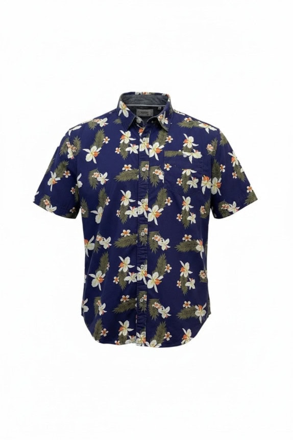 FREE PLANET CAMICIA FLOREALE NAVY UOMO PRE OWNED L