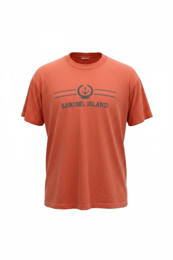 FRUIT OF THE LOOM T-SHIRT 90s SANIBEL ISLAND LOGO ΠΟΡΤΟΚΑΛΙ UNISEX L