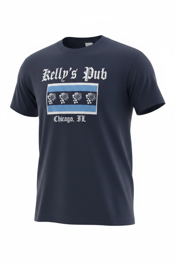 FRUIT OF THE LOOM T-SHIRT "KELLY'S PUB CHICAGO" NAVY BLUE UNISEX XL
