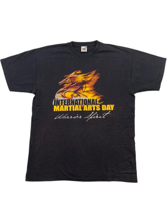 FRUIT OF THE LOOM T-SHIRT VINTAGE "MARTIAL ARTS" GRAPHIC ΜΑΥΡΟ ΑΝΔΡΙΚΟ L
