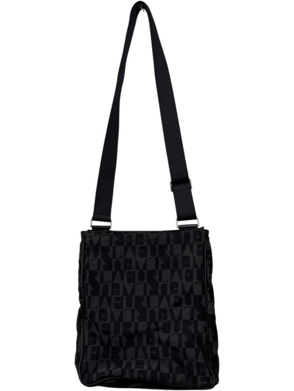FURLA SHOULDER BAG MONOGRAM BLACK WOMENS PRE OWNED