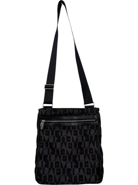 FURLA SHOULDER BAG MONOGRAM BLACK WOMENS PRE OWNED