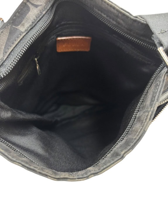 FURLA SHOULDER BAG MONOGRAM BLACK WOMENS PRE OWNED
