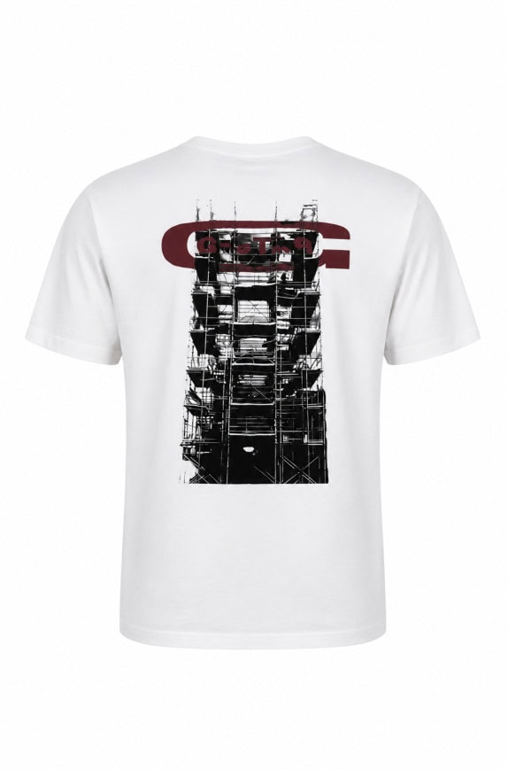 G STAR GRAPHIC TEE STREETWEAR WHITE MEN PRE OWNED L