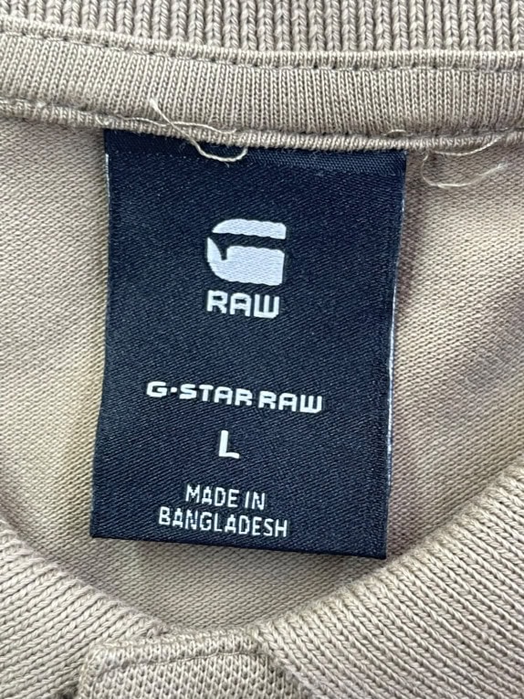 G STAR RAW POLO SHIRT MINIMAL BEIGE MENS PRE OWNED L