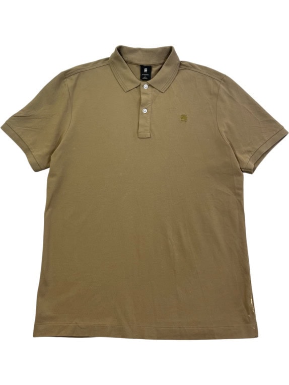 G STAR RAW POLO SHIRT MINIMAL BEIGE MENS PRE OWNED L
