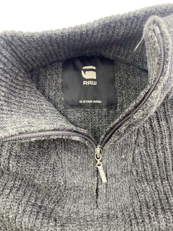 G-STAR RAW Maglia in maglia con cerniera grigia da uomo XXL