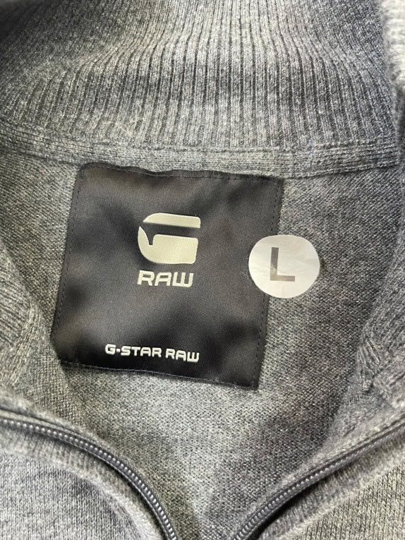 G STAR RAW HALF ZIP SWEATER MINIMAL CHARCOAL MENS PRE OWNED L