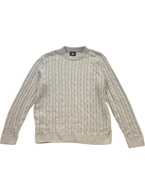 G STAR RAW ΠΛΕΚΤΟ ΠΟΥΛΟΒΕΡ CABLE KNIT BEIGE ΑΝΤΡΙΚΟ PRE OWNED L