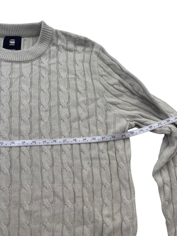 G STAR RAW ΠΛΕΚΤΟ ΠΟΥΛΟΒΕΡ CABLE KNIT BEIGE ΑΝΤΡΙΚΟ PRE OWNED L