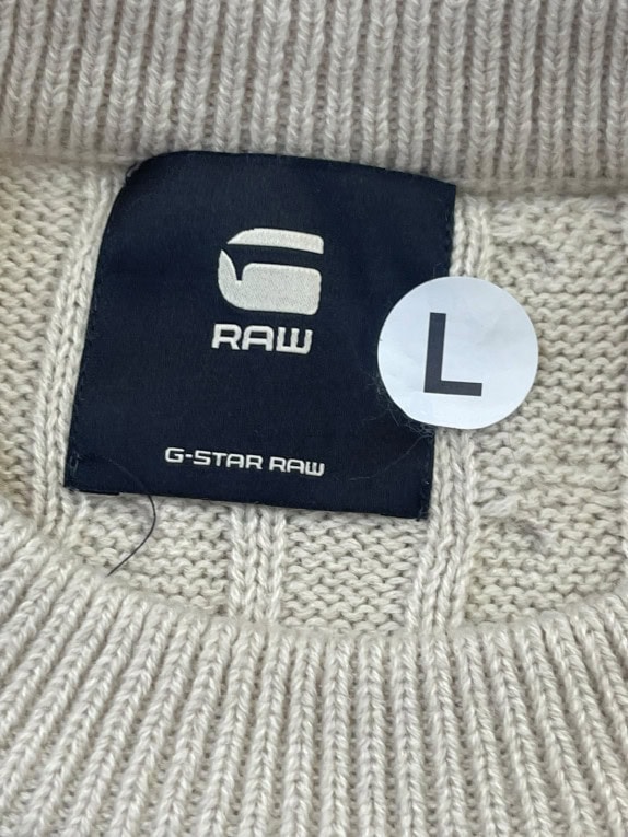 G STAR RAW ΠΛΕΚΤΟ ΠΟΥΛΟΒΕΡ CABLE KNIT BEIGE ΑΝΤΡΙΚΟ PRE OWNED L