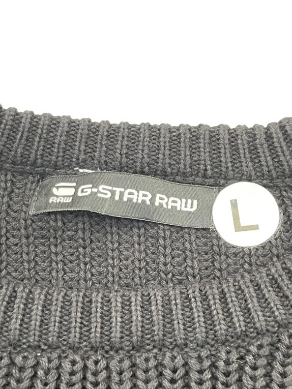 G STAR RAW KNIT SWEATER MINIMAL BLACK MENS PRE OWNED L