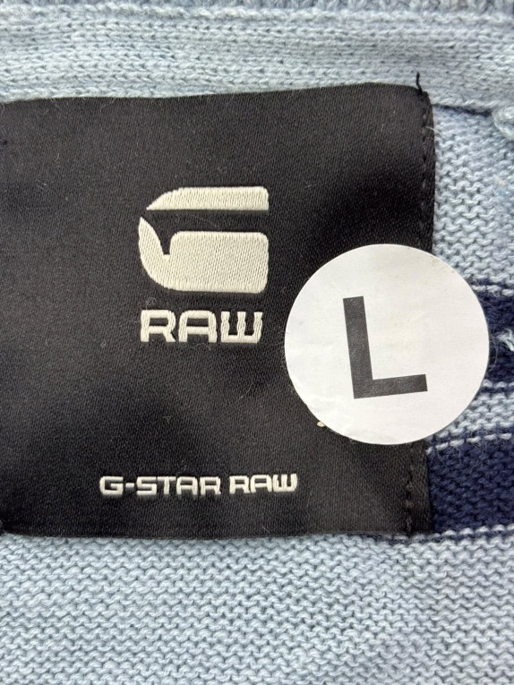 G STAR RAW MAGLIONE IN MAGLIA RIGATO AZZURRO NAVY UOMO PRE OWNED L
