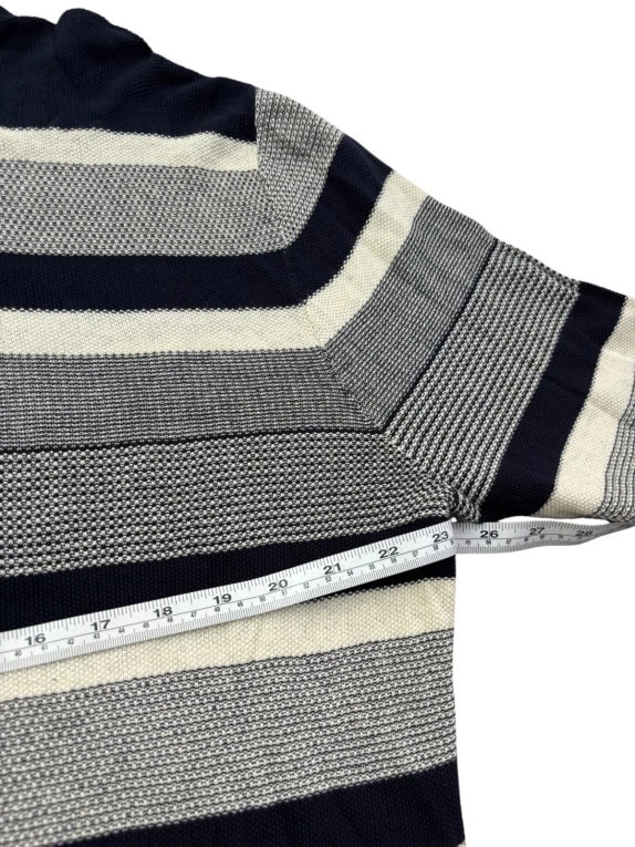 G STAR RAW KNIT SWEATER STRIPED NAVY GREY CREAM MENS PRE OWNED L