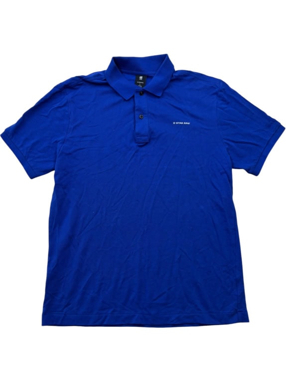 G STAR RAW POLO MINIMAL BLUE MEN PRE OWNED L