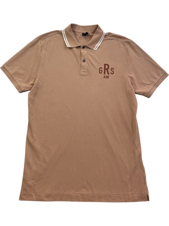 G STAR RAW POLO SHIRT MINIMAL BEIGE MENS PRE OWNED L