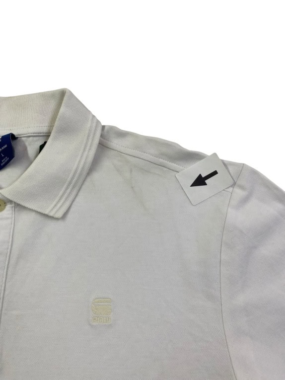 G STAR RAW POLO SHIRT MINIMAL OFF WHITE MEN PRE OWNED L