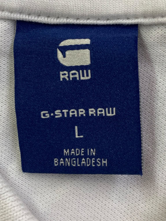 G STAR RAW POLO SHIRT MINIMAL OFF WHITE MEN PRE OWNED L