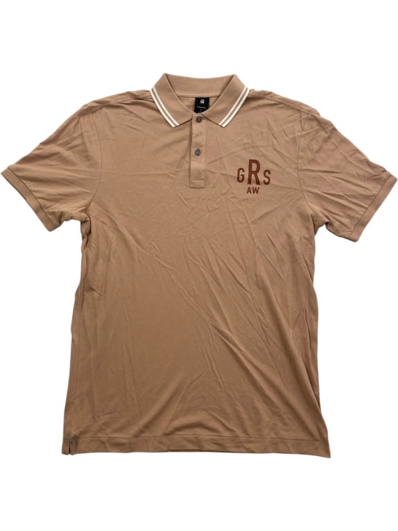 G-Star Raw Polo Shirt Casual Logo Μπεζ Ανδρικό L