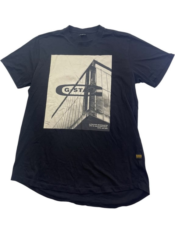 G STAR RAW T SHIRT GRAPHIC BLACK MEN PRE OWNED XXL