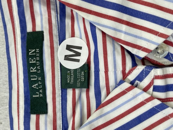 GANT LAUREN STRIPED SHIRT CLASSIC WHITE RED BLUE MEN PRE OWNED M
