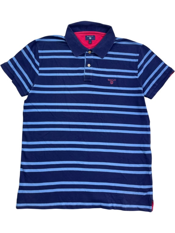 GANT Polo a righe con logo classico blu da uomo XL