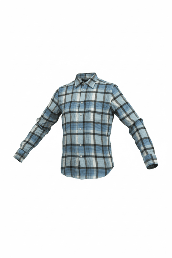 GANT Πουκάμισο Long Island Linen Regular Fit Γαλάζιο Καρό Ανδρικό M