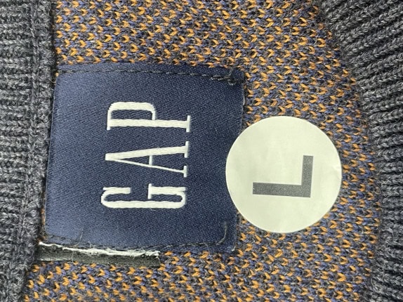 GAP KNIT SWEATER CHECK BLUE GREY MEN PRE OWNED L