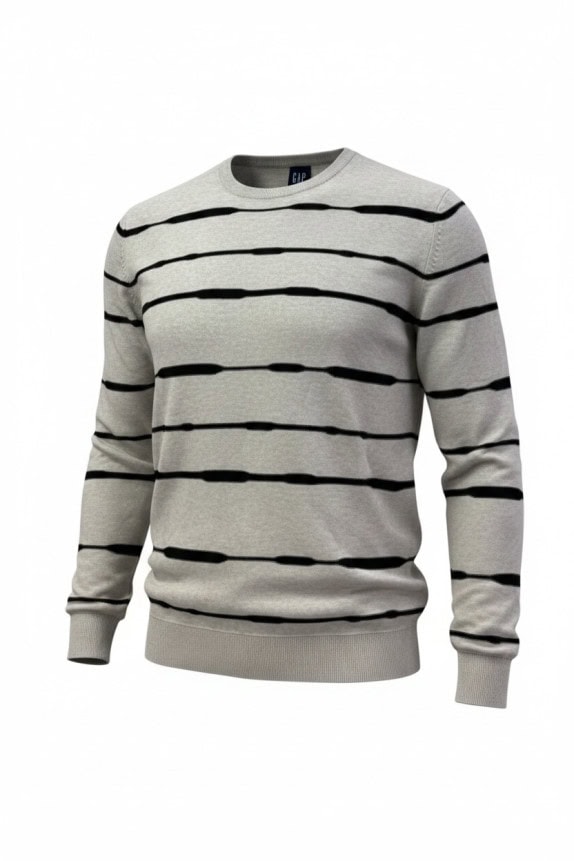 GAP CREWNECK SWEATER STRIPED GREY MENS PRE OWNED XXL