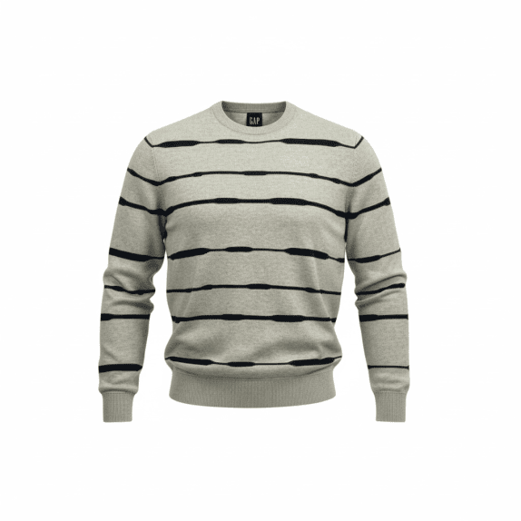 GAP Πλεκτό Sweater Ριγέ Casual Logo Γκρι Ανδρικό L