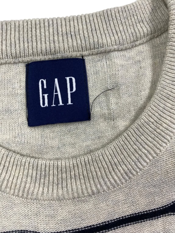 GAP Πλεκτό Sweater Ριγέ Casual Logo Γκρι Ανδρικό L