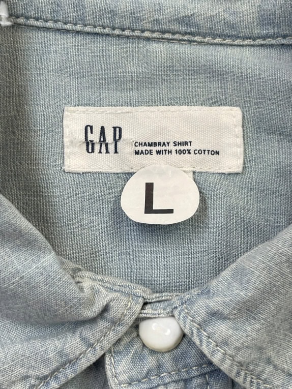 GAP CAMICIA CHAMBRAY MINIMAL WASHED BLUE UOMO PRE OWNED L