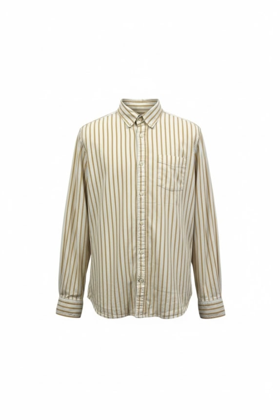 GAP ΠΟΥΚΑΜΙΣΟ SLIM FIT ΡΙΓΕ ΜΕ ΤΣΕΠΗ ΚΙΤΡΙΝΟ/ΛΕΥΚΟ ΑΝΔΡΙΚΟ L
