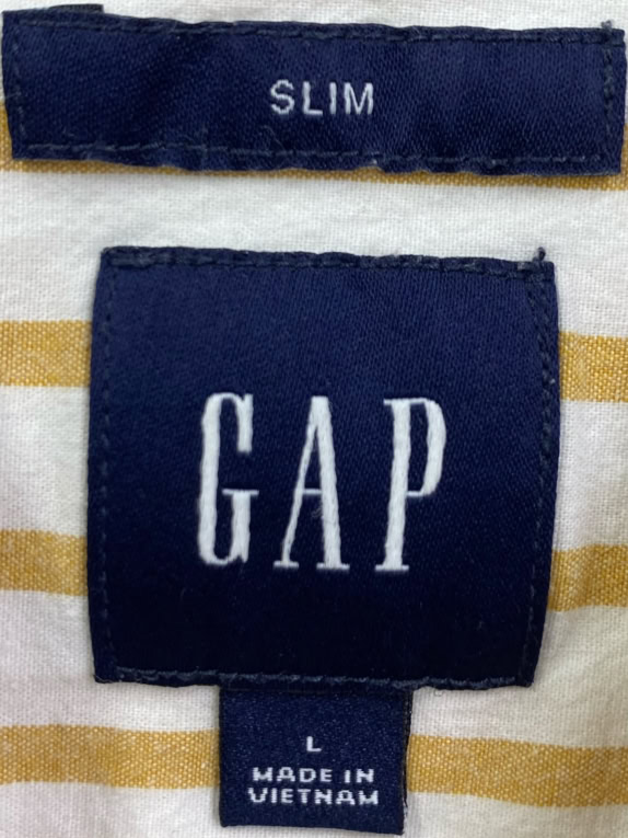 GAP camicia slim fit a righe con tasca giallo/bianco da uomo L