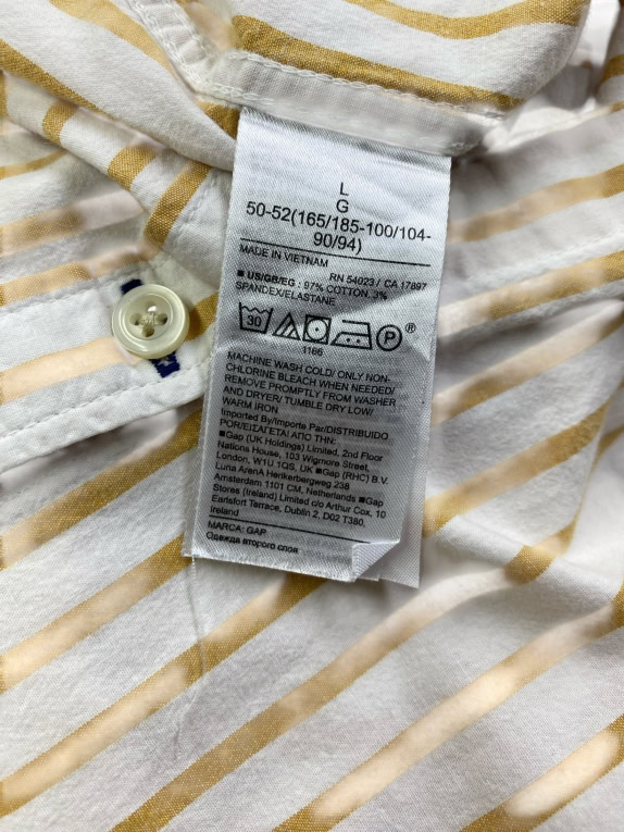 GAP camicia slim fit a righe con tasca giallo/bianco da uomo L