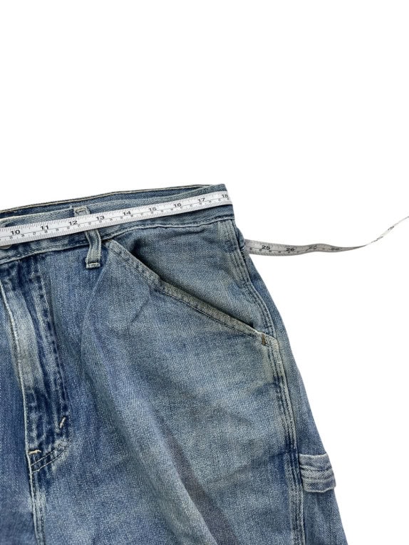 GAP SHORTS DENIM CARPENTER WORKWEAR WASHED BLUE UOMO PRE OWNED L